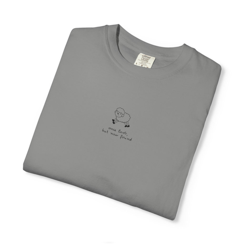 Lost But Found Sheep Minimalist T-shirt | Tiny Chest Embroidery Graphic