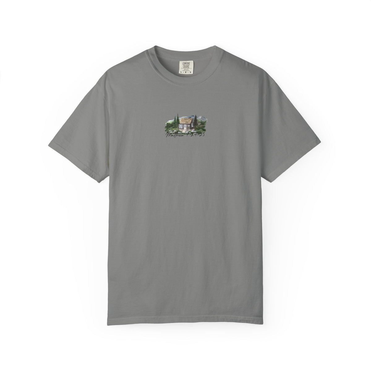 Jesus Is the True Foundation Cabin Illustration T-shirt | Matthew 7:24-25
