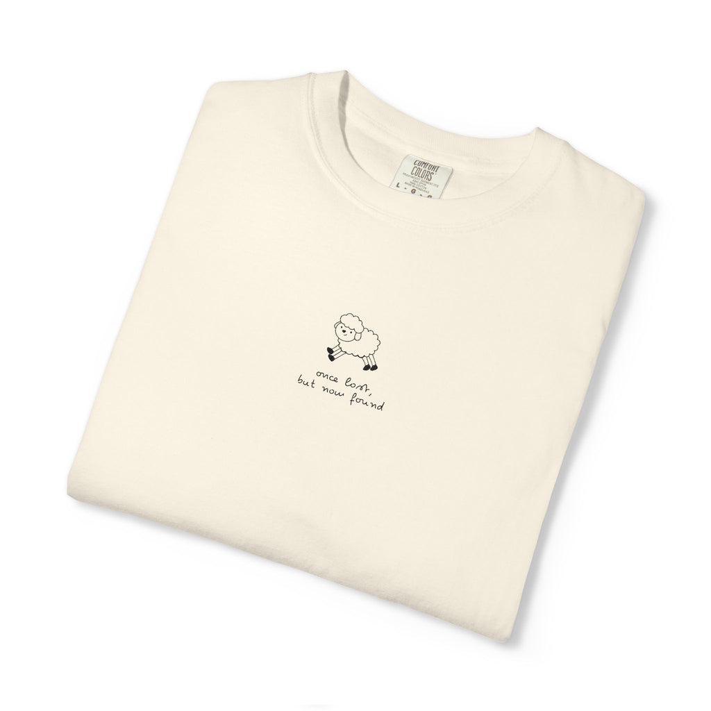 Lost But Found Sheep Minimalist T-shirt | Tiny Chest Embroidery Graphic