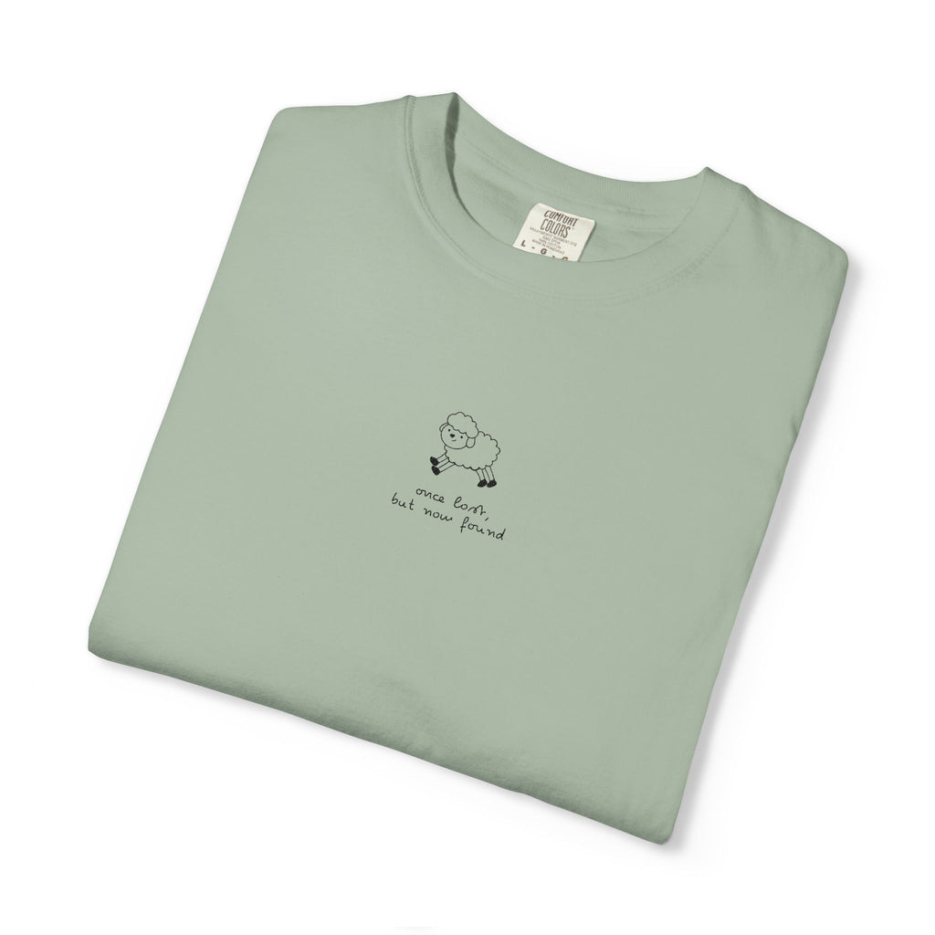 Lost But Found Sheep Minimalist T-shirt | Tiny Chest Embroidery Graphic