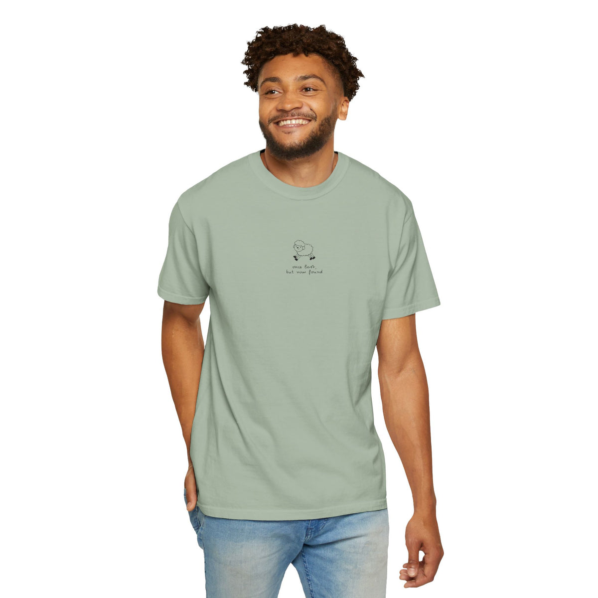 Lost But Found Sheep Minimalist T-shirt | Tiny Chest Embroidery Graphic