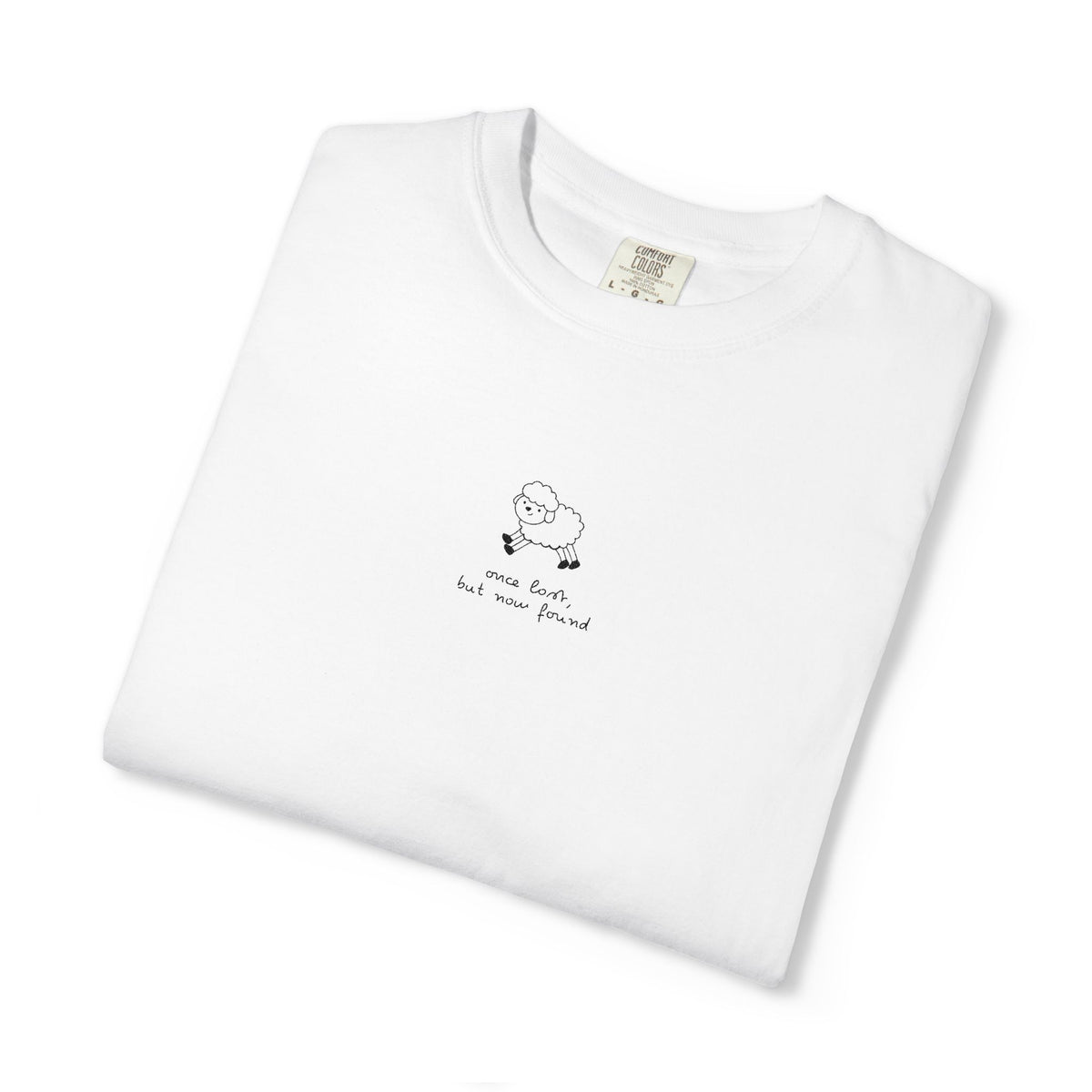 Lost But Found Sheep Minimalist T-shirt | Tiny Chest Embroidery Graphic