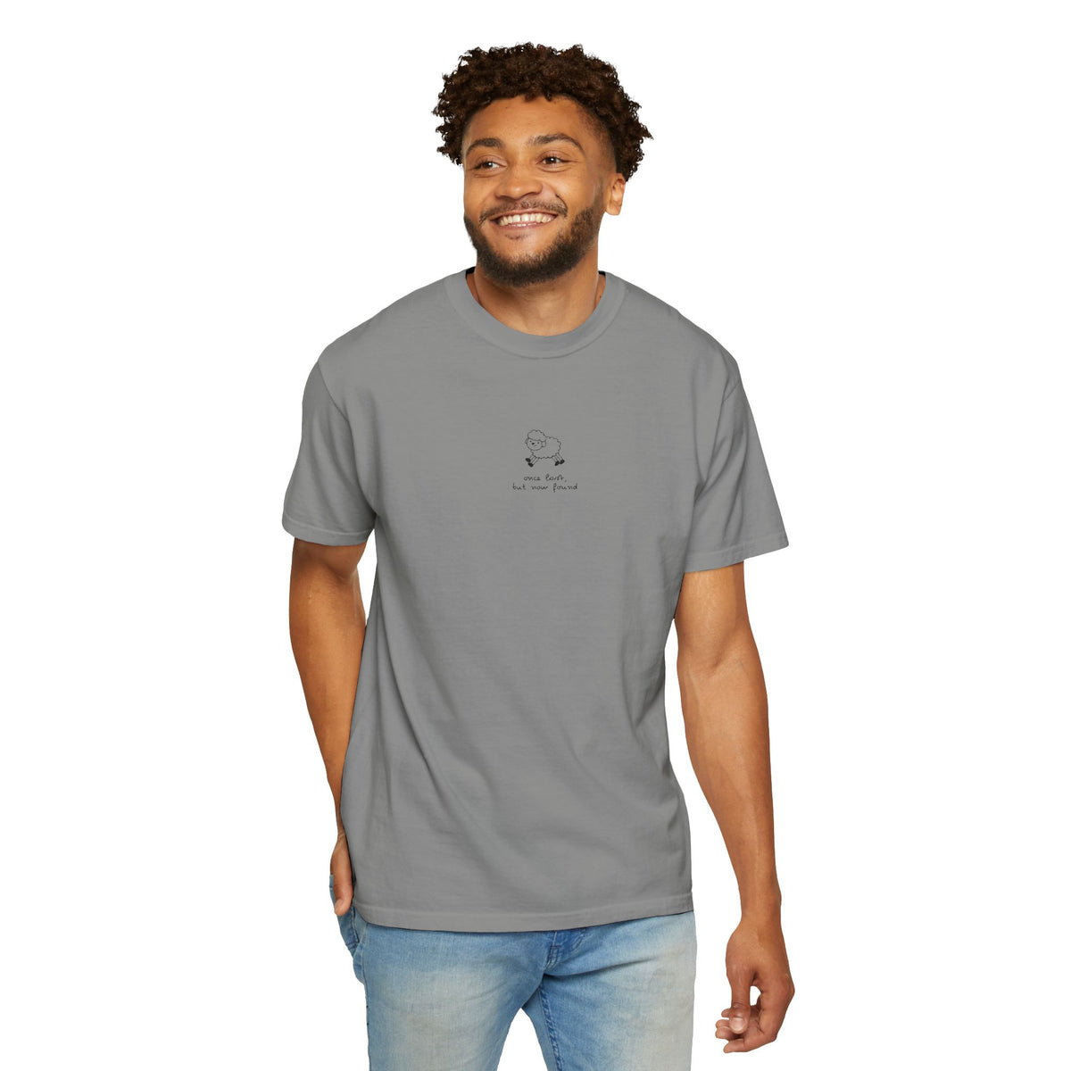 Lost But Found Sheep Minimalist T-shirt | Tiny Chest Embroidery Graphic