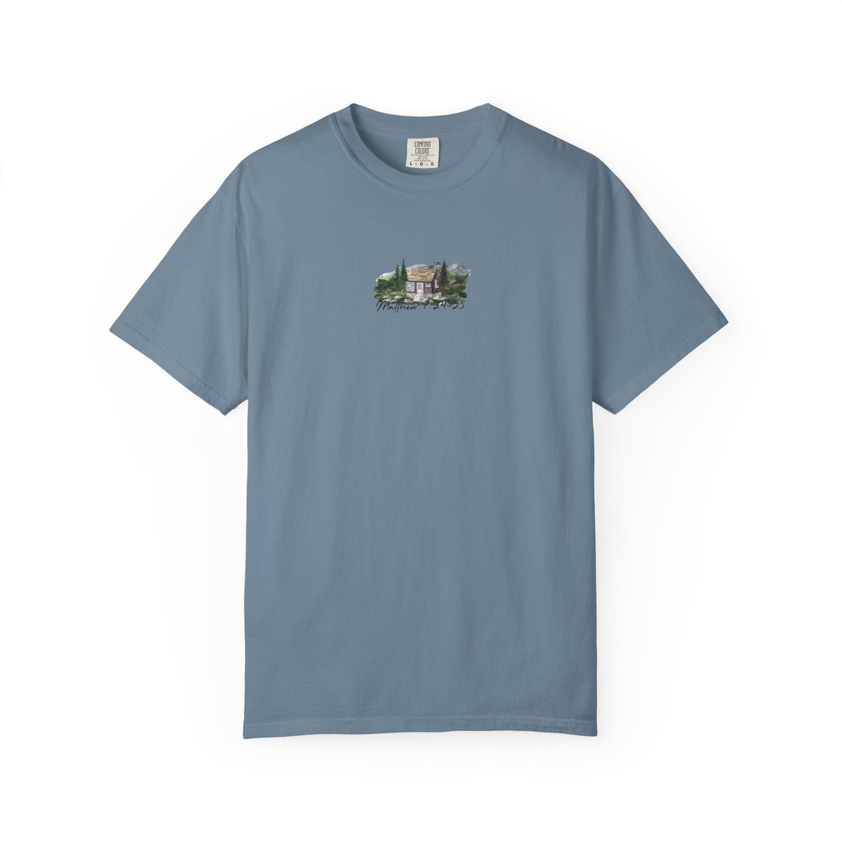 Jesus Is the True Foundation Cabin Illustration T-shirt | Matthew 7:24-25