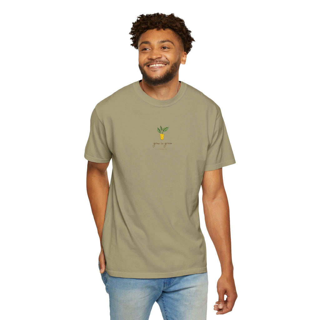 Grow in Grace Embroidery T-shirt | Plant Minimal Christian Tee