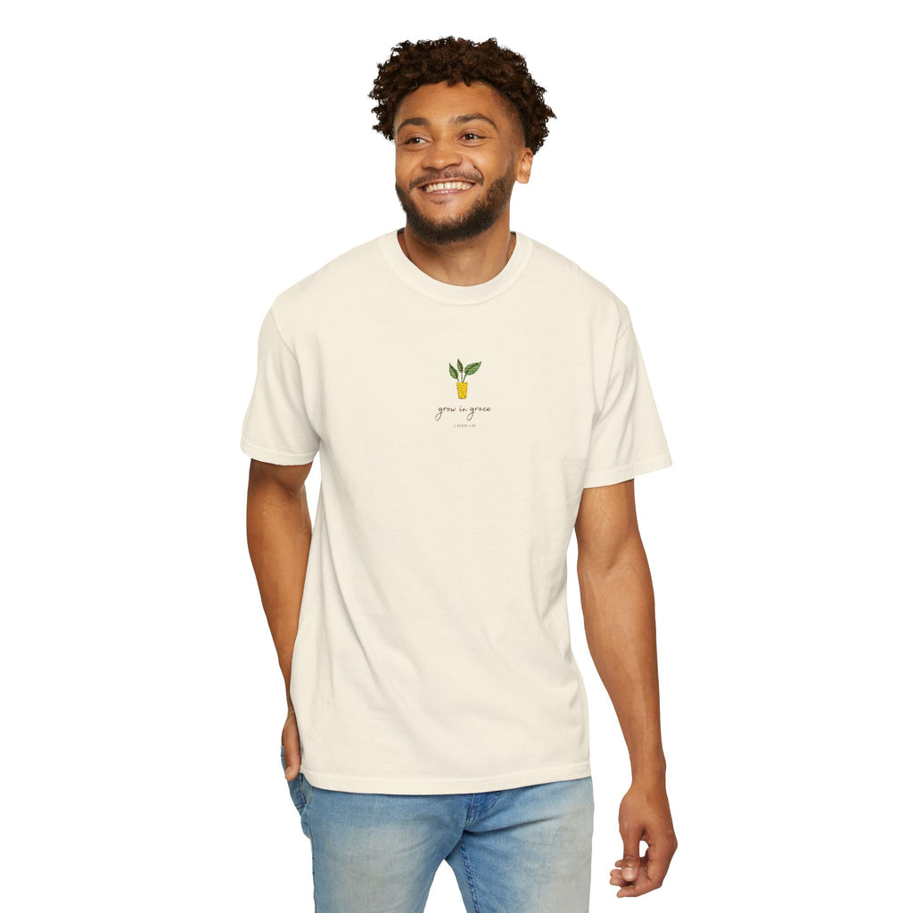 Grow in Grace Embroidery T-shirt | Plant Minimal Christian Tee