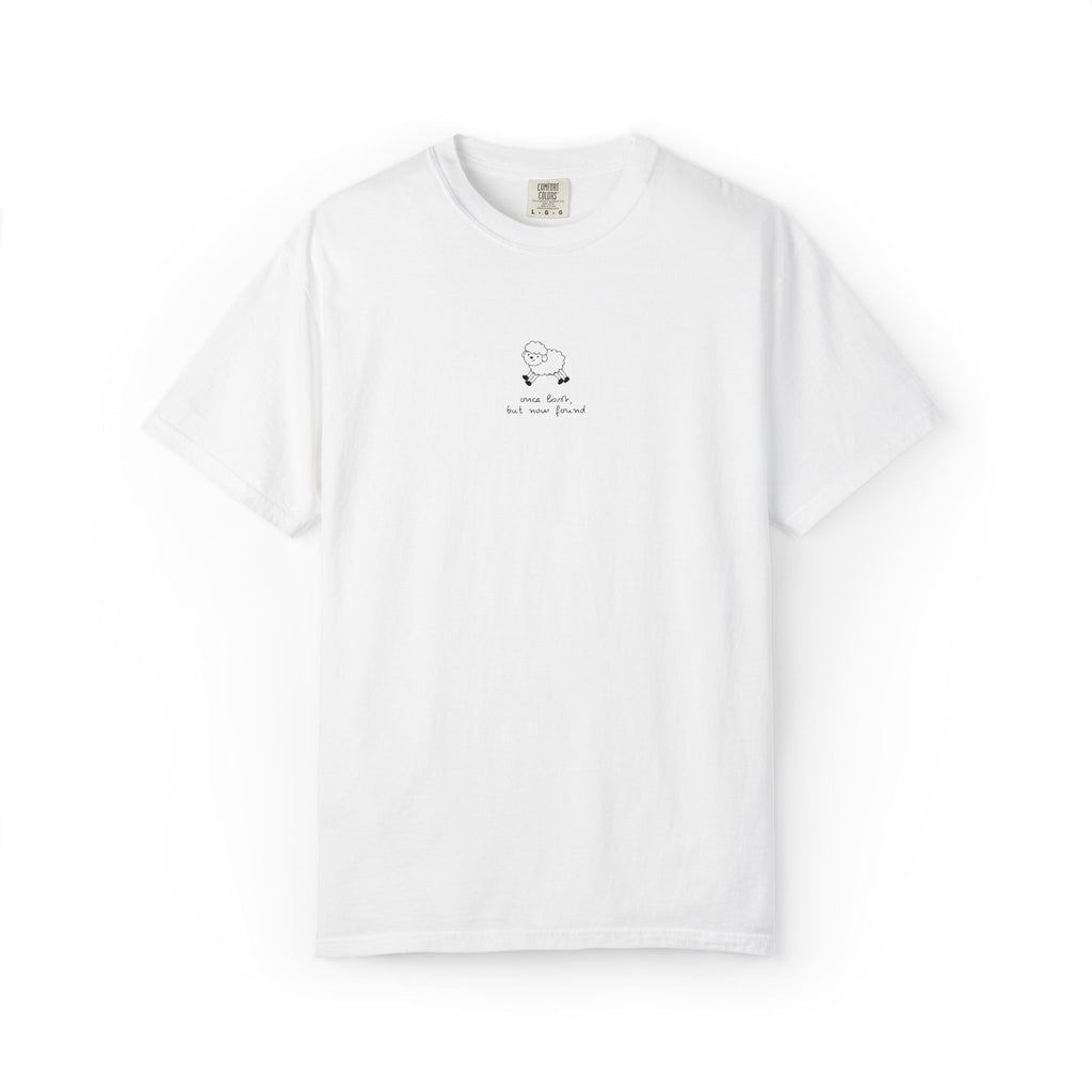 Lost But Found Sheep Minimalist T-shirt | Tiny Chest Embroidery Graphic